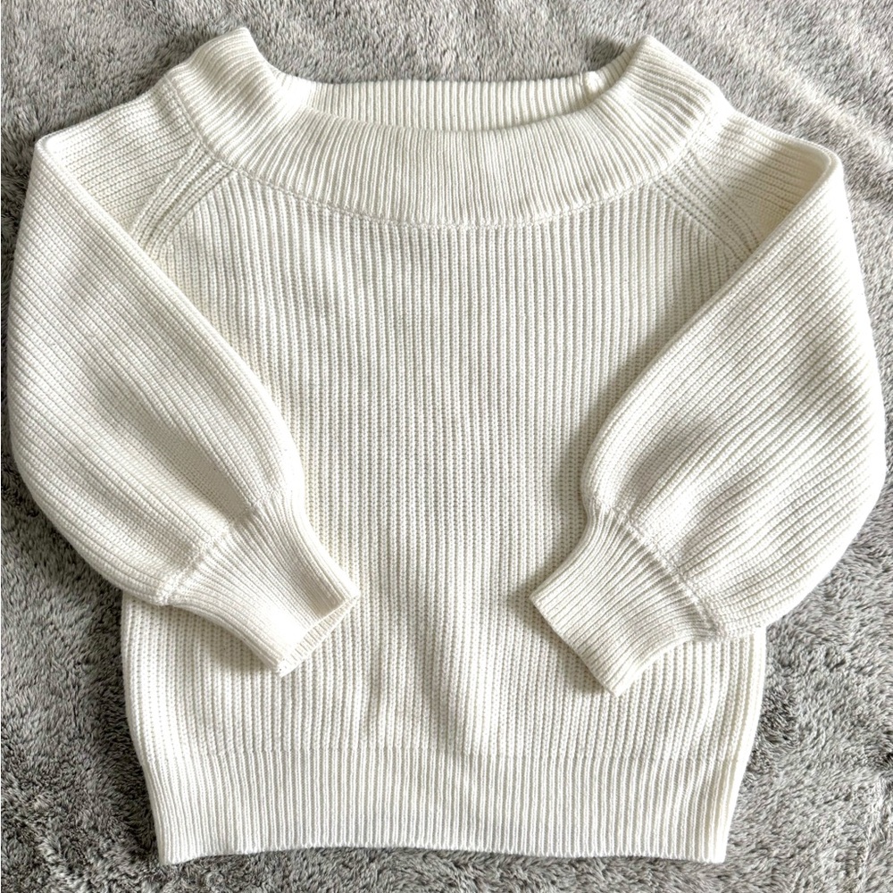 Cream Ribbed Knit Sweater